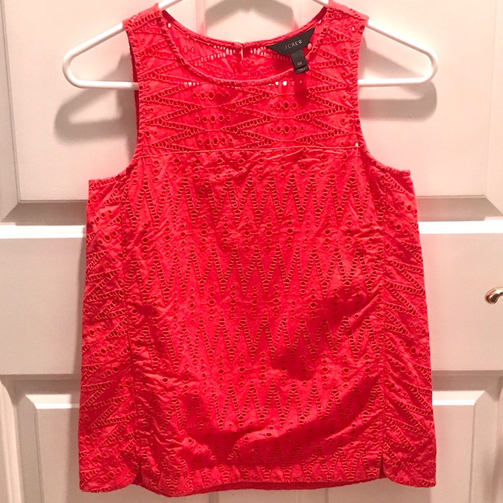 J. Crew Coral Eyelet sleeveless Blouse